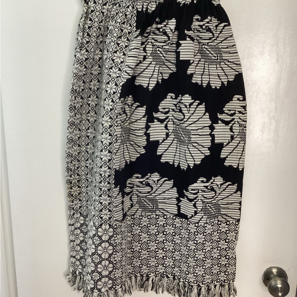 Black and White Floral Vintage Turkish Skirt 100% Cotton